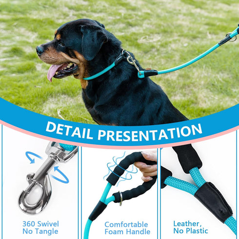Braided Rope Dog Leash for Medium/Large Dogs, Walking Training Lead, 2FT, Light Blue