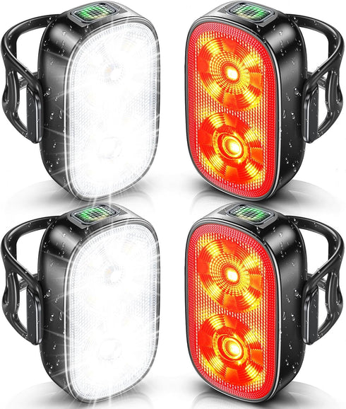 ISEYOU Bike Lights, Ultra-Slim USB-C Rechargeable Bike Lights Front and Back, 5+6