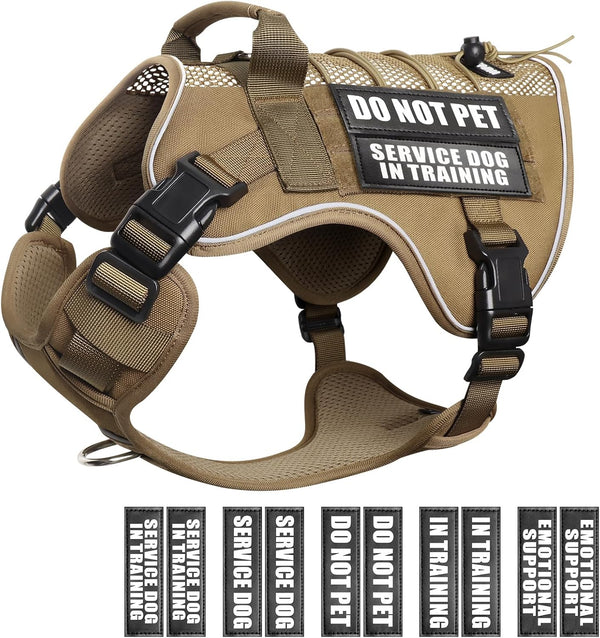 WINSEE Service Dog in Training Mesh Harness, Soft Air Mesh, Reflective Military Vest for Medium Dogs