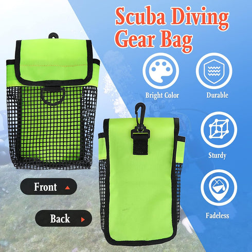 Scuba Diving Gear Bag - Finger Reel/SMB Safety Marker Buoy with Mesh Storage Pocket for Snorkeling