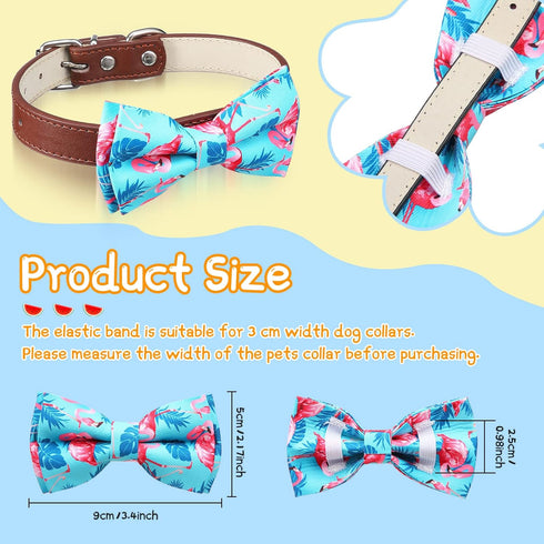16 Pcs Dog Bow Ties Collar Attachment Slides, Cute Detachable Bowties for Dogs and Cats with Elastic Bands