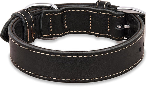 Soft Leather Dog Collar - Durable Heavy Duty Collars for Small, Medium, Large Dogs