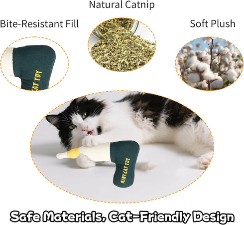 Plush Catnip Drill Toy for Cats Durable, Bite-Resistant Chew Toy Filled with Natural Catnip, Interactive Indoor Play