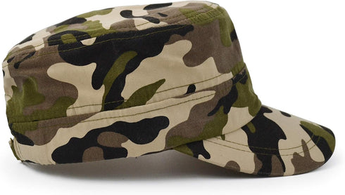 UltraKey Flat Top Baseball Cap, Cotton Twill Army Military Hat for Men and Women