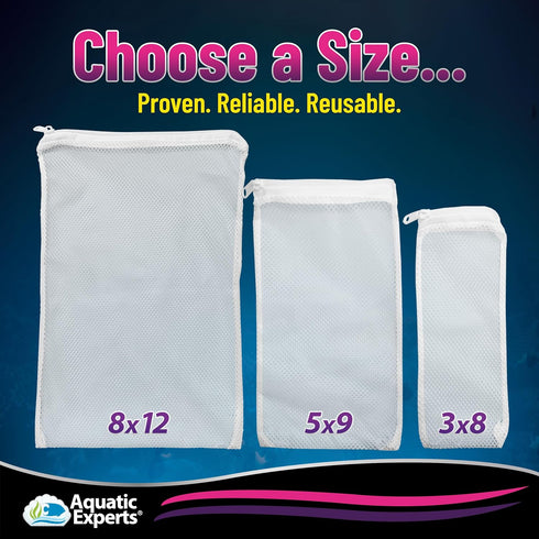 Aquatic Experts Max Flow Filter Media Bag, Durable Secure Drawstring Filter Bags for Aquarium and Pond.