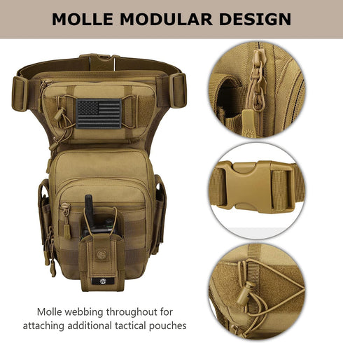 Tactical Drop Leg Bag - Military Tool Gear Fanny Thigh Pack Molle Utility Airsoft Waist Gear Pouch
