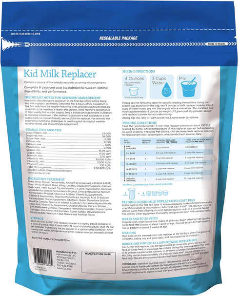 Sav-A-Kid Goat Milk Replacer - 8 Pound (8 LB) Bag