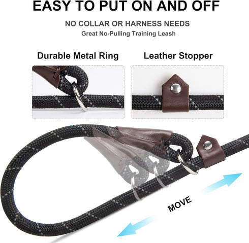 Fida Durable Slip Lead Dog Leash, 6 FT x 1/2" Heavy Duty Comfortable Rope Leash for Large, Medium Dogs, No Pull Training