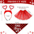 6 Pcs Valentines Day Dog Costume Set Including 2 Pcs Red Heart Headband 2 Pcs Buffalo Plaid Pet Bandana 2 Pcs Red Tutu Skirt, Cupid Headband Dog Tutu for Large Dogs Medium Holiday Outfit Accessory