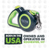 Mighty Paw Retractable Dog Leash 2.0, 16' Heavy Duty Reflective Nylon Tape Lead for Pets up to 110lbs (Green/Lite)