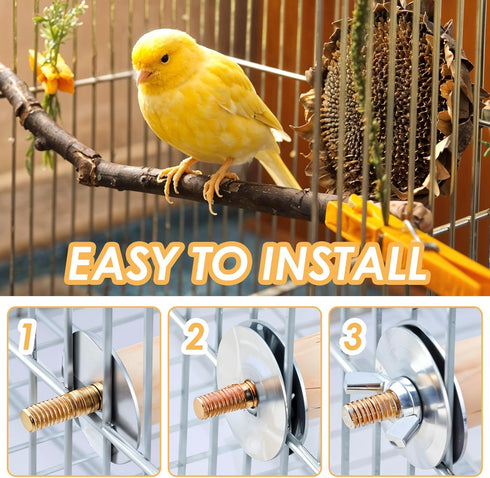 Trinkrittey 6.7 Inches Bird Perch Platform Stand Wooden Parrot Perch Corner Fan Shape Playground Cage Accessories