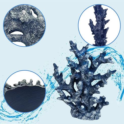 PINVNBY Blue Artificial Coral Ornament Underwater Craft Resin Aquarium Sea Plants Decoration Fish Tank Landscape