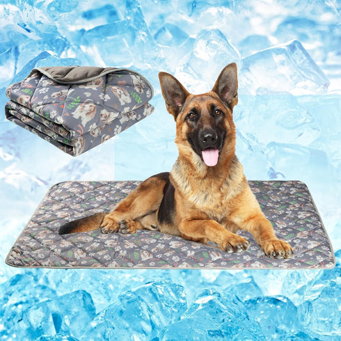 Large Dog Cooling Mat, Washable Non-Toxic Sleeping Kennel Mats, Ice Blanket for Indoor & Outdoor Dogs, Gray