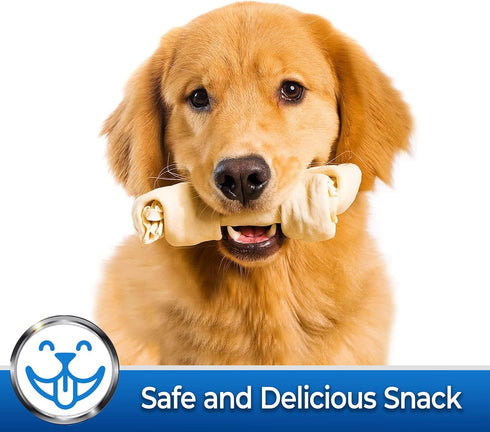 PET MAGASIN Natural Rawhide Bones Chewing Dog Treats, 10-Pack (Small 4-5 Inch)