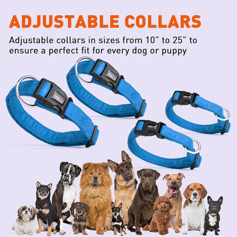 Dogline Comfort Microfiber Flat Collar for Dogs, Blue, W 1" L 15"-25"