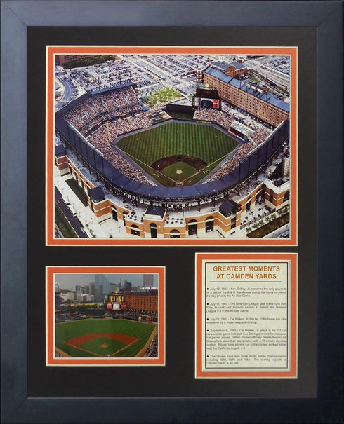 Legends Never Die Baltimore Orioles Camden Yards Framed Photo Collage, 11 by 14-Inch, Black Frame