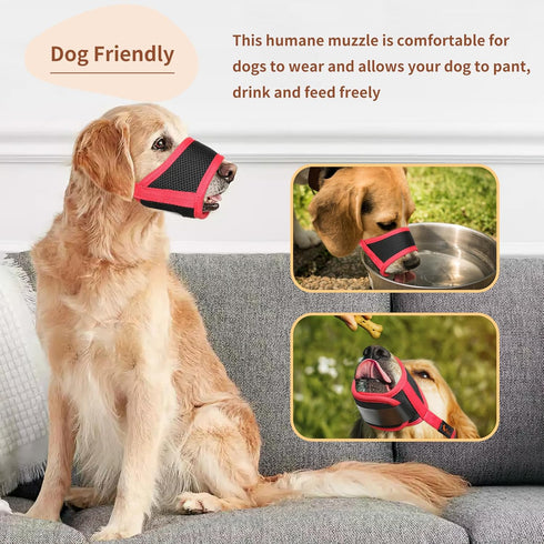 HEELE Dog Muzzle, Soft Nylon Anti Biting Barking Chewing, Air Mesh Breathable Adjustable Loop Muzzle for Small Medium