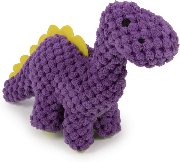 goDog Checkers Just for Me Dinos Bruto Squeaky Plush Dog Toy - Mini, Purple, Chew Guard Technology