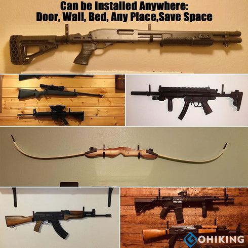 Gun Rack Storage Hooks for Rifles, Shotguns, Wall Mount Hangers with Soft Padding