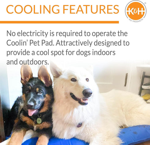 K&H Pet Products Outdoor Cooling Mat for Dogs or Cats, Travel Carriers Cooling Pad, Non-Toxic, Easy Carry, Blue XLarge