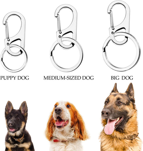 JOVITEC 3 Sets Dog Tag Clip ID Tag with Rings Holder for Dogs and Cats Collars