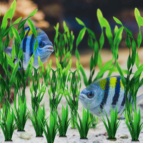 16pcs Artificial Aquarium Plants, Green Fish Tank Decor, Artificial Decorations for Fish Tanks