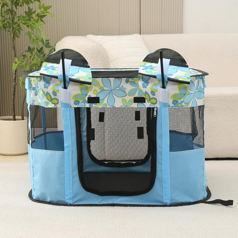 Medium Blue Foldable Pet Playpen for Indoor Use