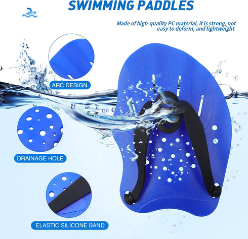 Swim Paddles Hand, Adjustable Straps Swim Paddles for Lap Swimming, Swimming Equipment for Women Men Children