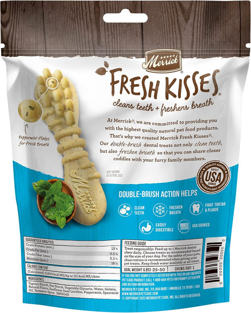 Fresh Kisses Natural Dental Chews Toothbrush Shape Treat for Medium Dogs - 6 ct. Bag by Merrick