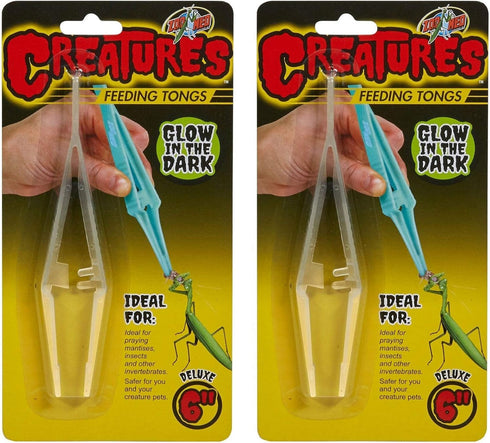 Zoo Med 2 Pack of Creatures Feeding Tongs, 6 Inch, Glow in The Dark
