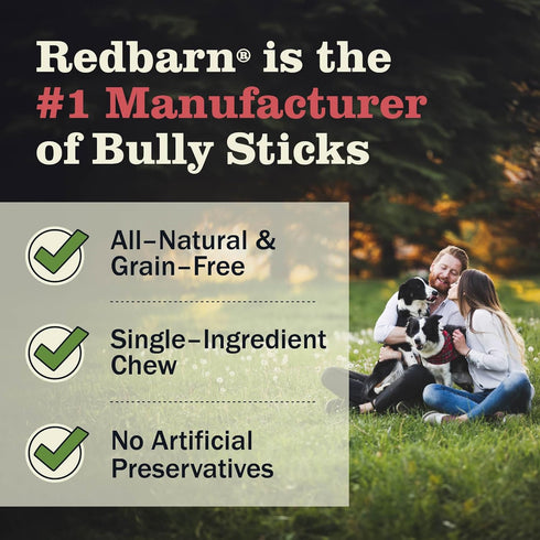 Redbarn All Natural 8-12” Bully Sticks for Medium & Large Dogs - Healthy Long Lasting Chews Variety Party Pack