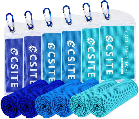 CSITE 6 Pack Cooling Towels (47"x12") for Neck and Face, Ice Towel