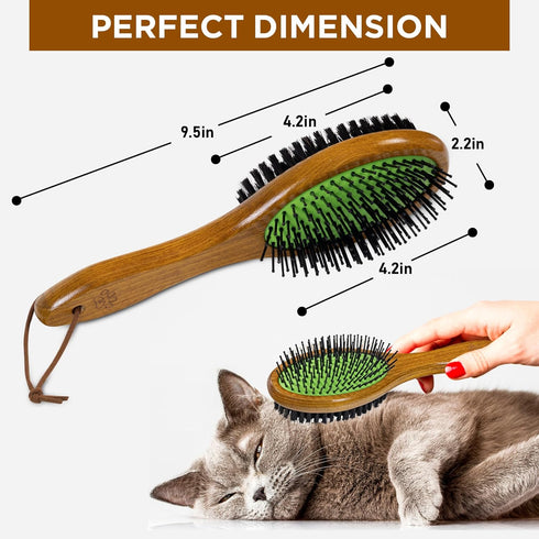 TAKAVU Two-Sided Dog Cat Grooming Brush - Multi-purpose Pet Brush for Loose Hair, Dirt, and Healthy Coat