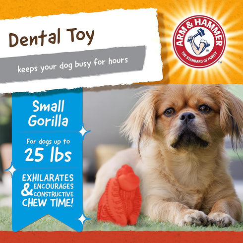 Arm & Hammer for Pets Super Treadz Mini Gorilla Dental Chew Toy for Dogs up to 25 Lbs, Small (1 Count) | Reduces Plaque