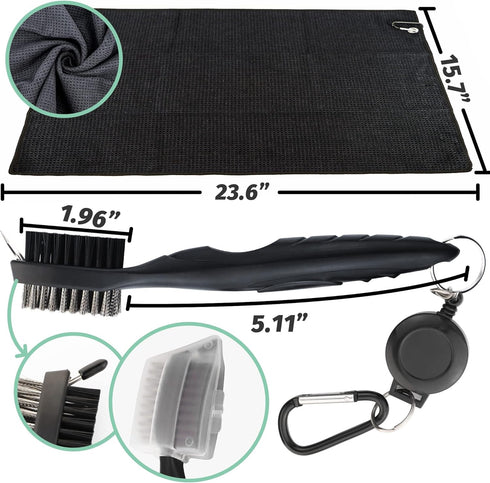Golf Essentials Kit, 29 in 1 Cleaning Kit with Towel, Brush, Golf Balls, Stencils, Tee, and Repair Tool