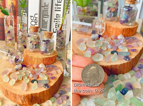 2lbs QINJIEJIE Fluorite Crystals Aquarium Gravel Stones Tumbled Stone Polished Rocks Colorful Crushed Reiki Healing