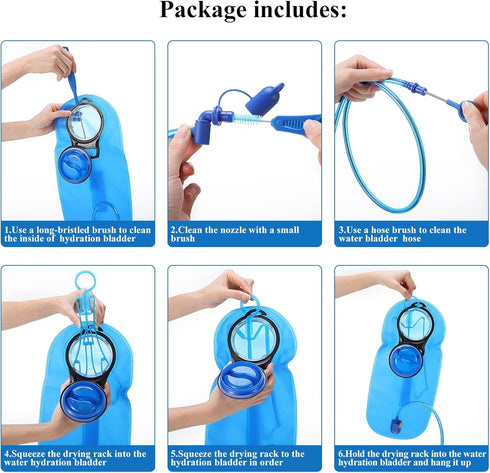 Hydration Bladder Cleaning Kit, Water Bladders Cleaner Set with Long Brush, Valve Brush, and Drying Frame