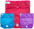 (Pack 3) Pack Paw Inspired Reusable Washable Dog Diapers of in Assorted Colors with White Lining and Dog Diaper