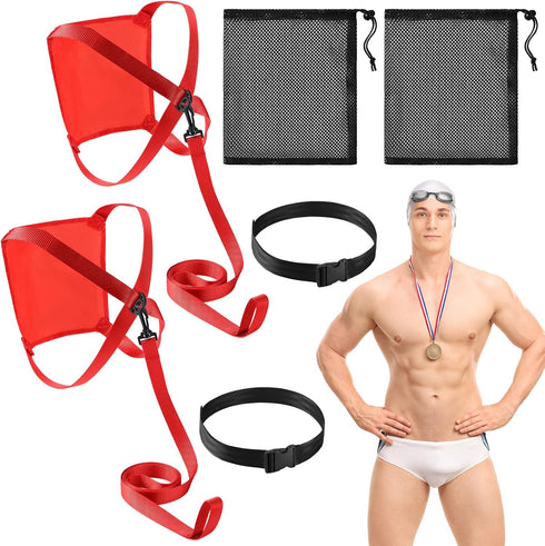 Leyndo 2 Sets Swim Parachute Swim Resistance Belt Strength Training Equipment Exerciser