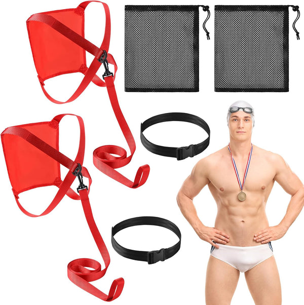 Leyndo 2 Sets Swim Parachute Swim Resistance Belt Strength Training Equipment Exerciser