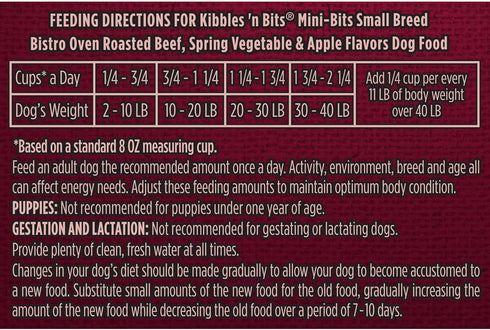 Kibbles 'n Bits Bistro Mini Bits Small Breed Oven Roasted Beef Flavor Dry Dog Food, 16 Pound Bag