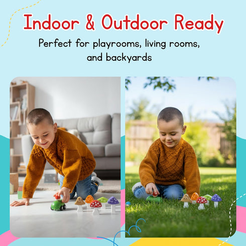 Set Set- Jack Rabbit Creations Gnome & Mushroom Toddler Mini Bowling Game Indoor & Outdoor Toy for Kids- Wooden