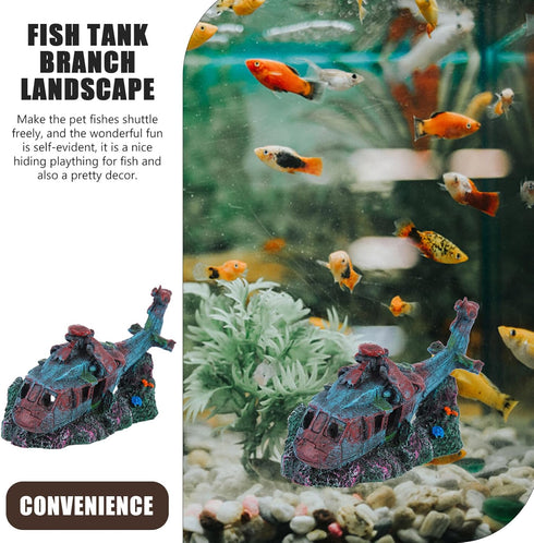 Fish Tank Landscaping Decoration, Airplane Wreck Resin Ornament, Fish Tank Shelter, Desk Topper Decor