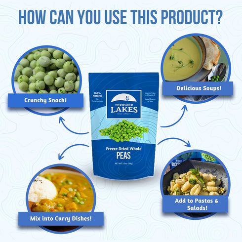 2-pack 3.5 (7.0 Thousand Lakes Freeze Dried Vegetables - Whole Peas ounces ounces total) | No Salt Added