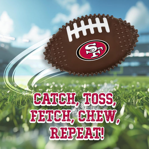 49ers NFL San Francisco Mega-chew Hard Nylon Bacon-flavored Dog Bone Football Chew Toy. Indestructible Interactive Toy