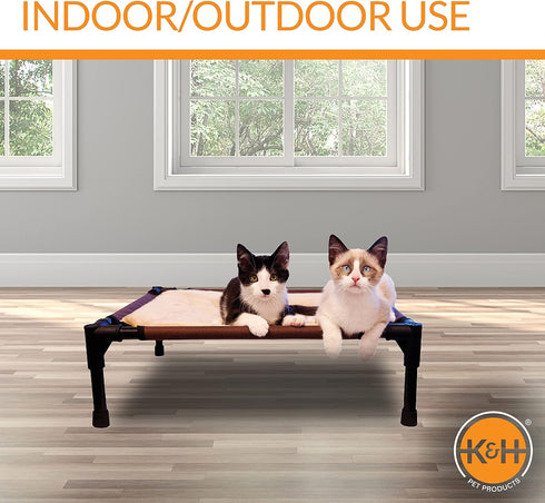 K&H Pet Products Comfy Pet Cot, Elevated Cat & Dog Bed, Portable Hammock Cot, Chocolate/Tan, Small 17 X 22 X 7 Inches