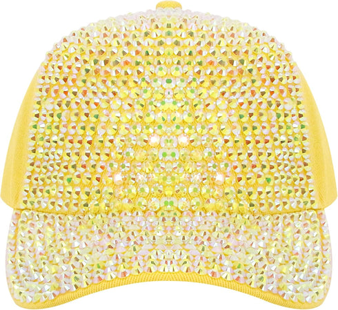 Surkat Studded Rhinestone Baseball Cap, Adjustable Hat with Sparkle Bling Denim