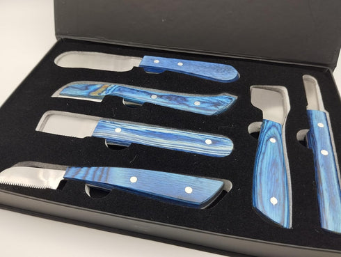6-Piece Set Professional Dog Grooming Stripping Knife Kit Pet Grooming Tool with Stainless Steel Blades & Wooden