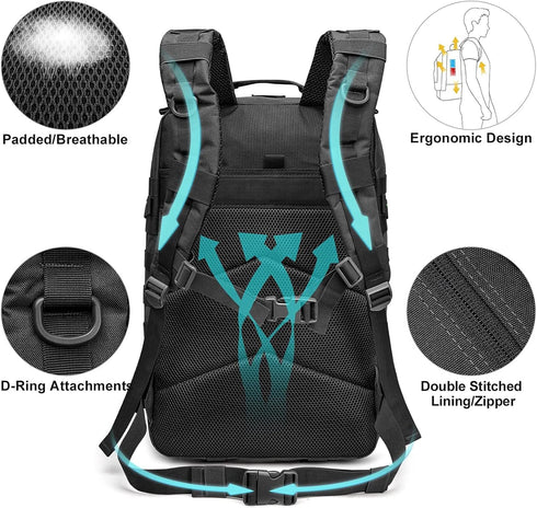 G4Free 40L Military Tactical Backpack, 3 Day Assault Survival Molle Pack Bug Out Bag