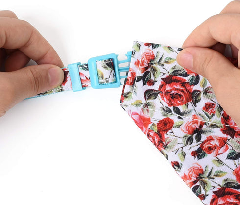 Mile High Life Girl Dog Collars - Cute Bandana Collar, Soft Poly Cotton Fabric for Small Dogs, Flower & Fruit Pattern